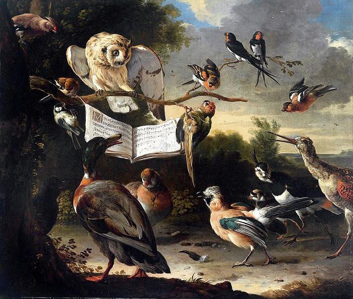 HONDECOETER, Melchior d Das Vogelkonzert Germany oil painting art